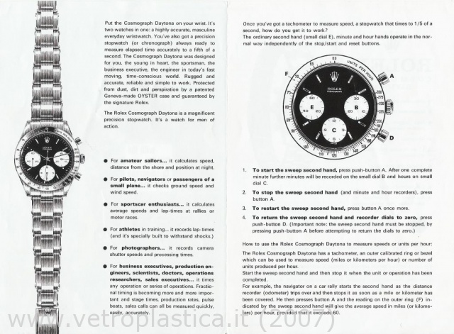 Libretto istruzioni Rolex Cosmograph Daytona 60's