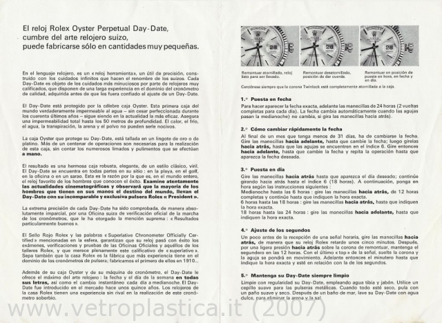 Libretto istruzioni Rolex Day-Date 60's