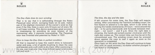 Libretto istruzioni Rolex Day-Date 70's