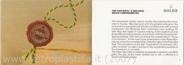 Libretto istruzioni Rolex Day-Date 80's