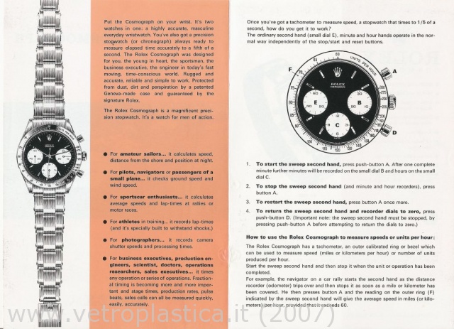Libretto istruzioni Rolex Cosmograph Daytona 60's