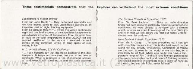 Libretto istruzioni Rolex Explorer 70's