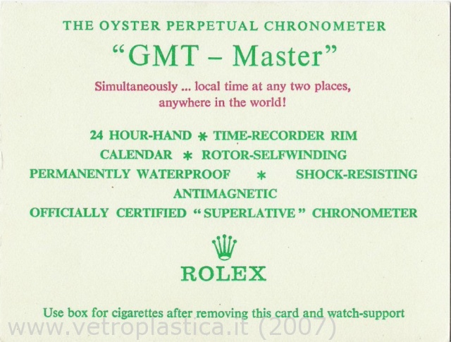 Brochure Card Rolex GMT-Master