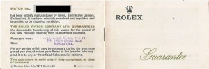 Garanzia Rolex fine anni '60