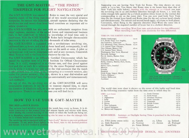 Libretto istruzioni Rolex GMT-Master 60's