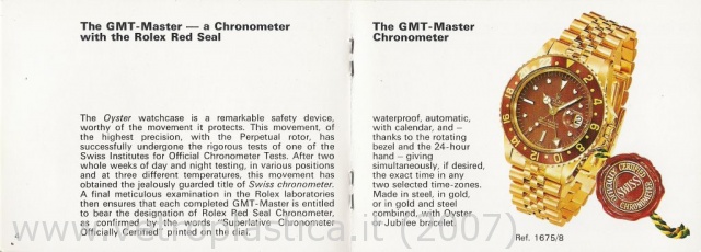 Libretto istruzioni Rolex GMT-Master 70's