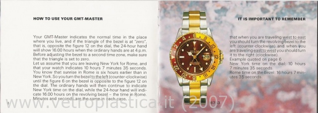 Libretto istruzioni Rolex GMT-Master 80's