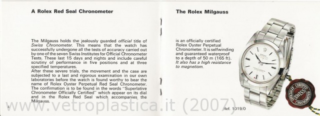 Libretto istruzioni Rolex Milgauss 70's