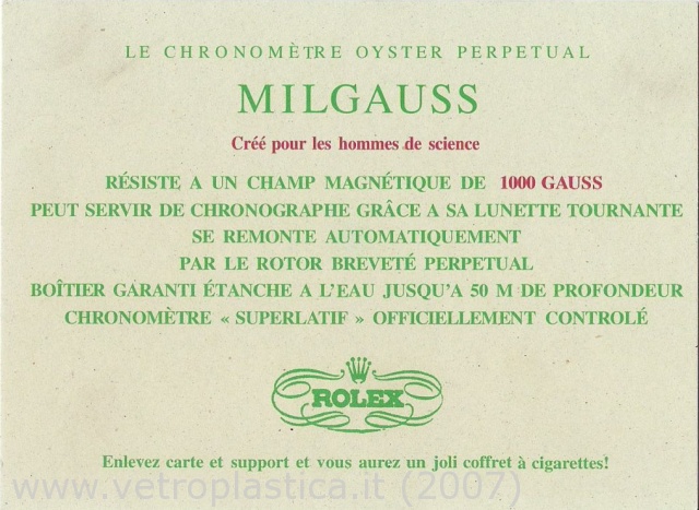 Brochure card Rolex Milgauss