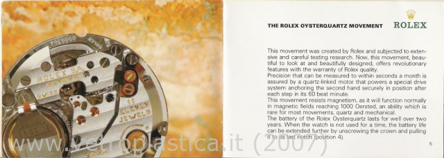 Libretto istruzioni Rolex Oysterquartz 80's