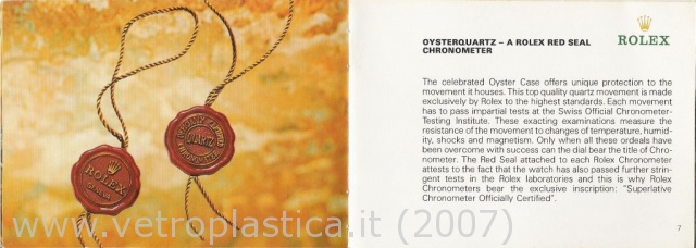 Libretto istruzioni Rolex Oysterquartz 80's