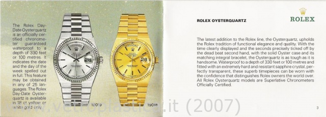 Libretto istruzioni Rolex Oysterquartz 90's