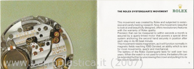 Libretto istruzioni Rolex Oysterquartz 90's