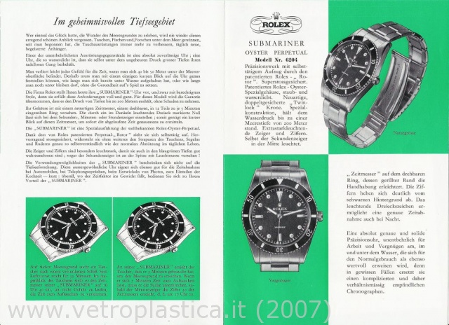 Libretto istruzioni Rolex Submariner 50's