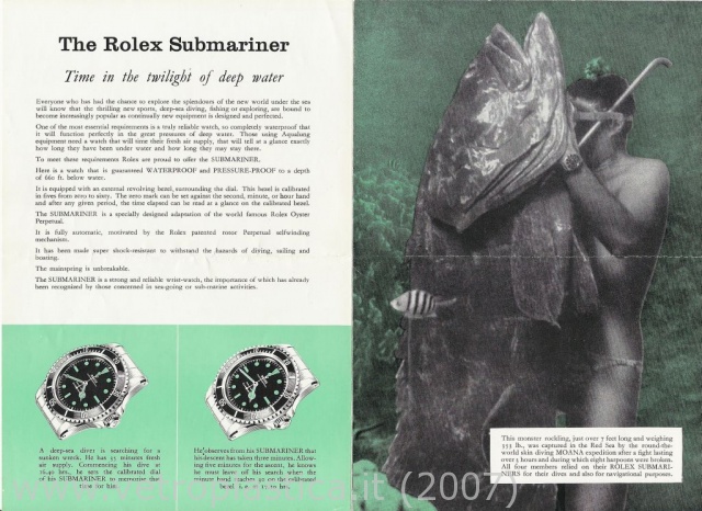 Libretto istruzioni Rolex Submariner 60's