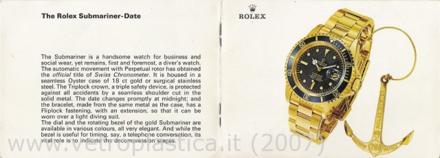 Libretto istruzioni Rolex Submariner 70's