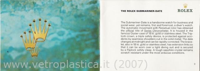 Libretto istruzioni Rolex Submariner 80's